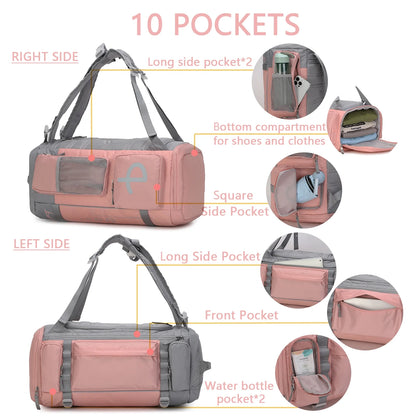 BE SMART 33L Extra Large Gym Backpack for Women, Big Gym Bag with Shoes Compartment, Waterproof Heavy Duty Duffel Bags, Women'S Workout Backpacks for Outdoor Sport,Hiking,Camping,Travel (L)