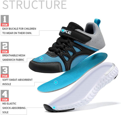 Kids Sneakers for Boys Girls Tennis Shoes Running Sneaker Lightweight Walking Shoes Athletic Air Shoes,Blue Orange,33 EU