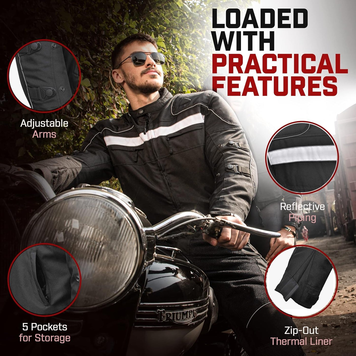 -Motorcycle Jacket-Motorcycle Jacket with Armor Ce-Powersports Protective Jackets-Biker Jacket Men-Waterproof