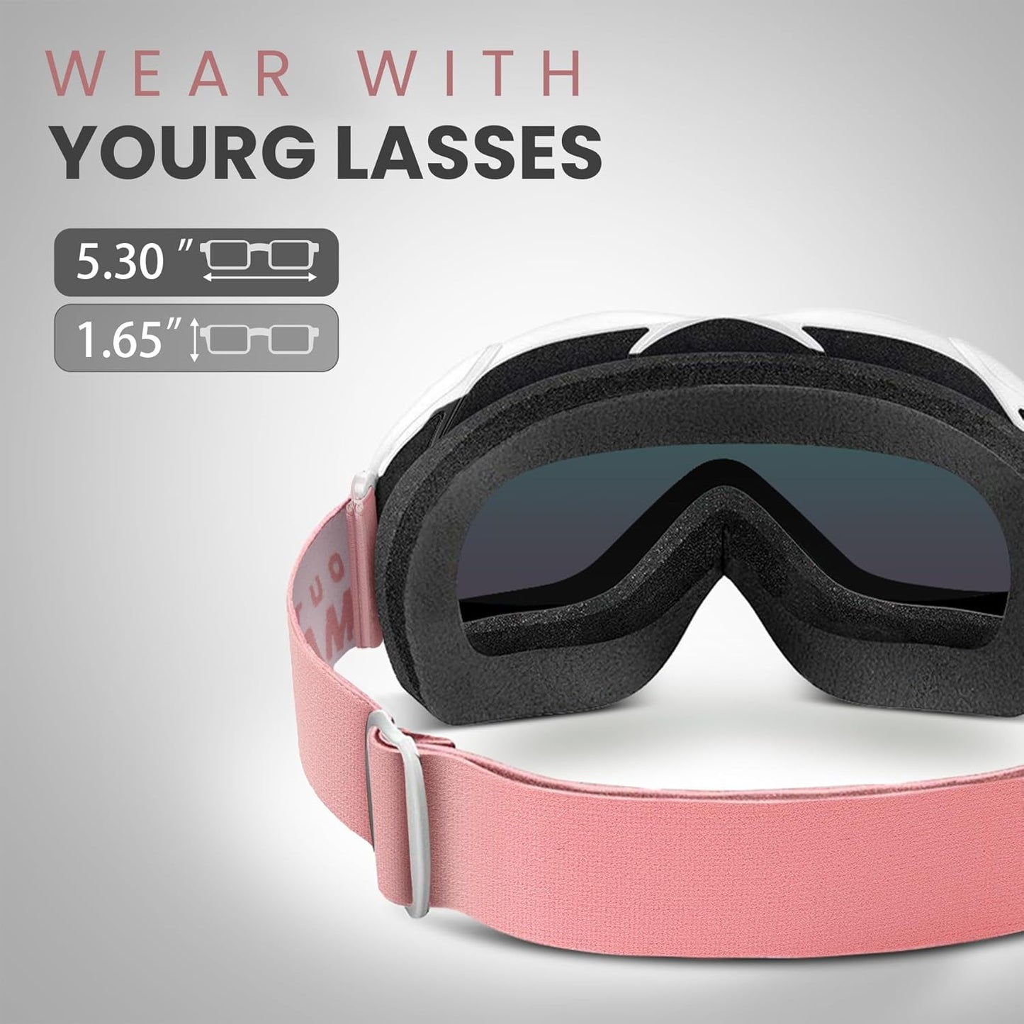 OTG Ski Goggles - over Glasses Ski/Snowboard Goggles for Men, Women & Youth - 100% UV Protection