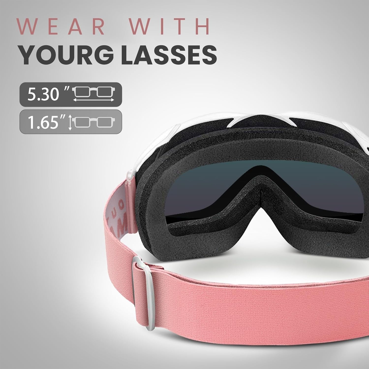 OTG Ski Goggles - over Glasses Ski/Snowboard Goggles for Men, Women & Youth - 100% UV Protection