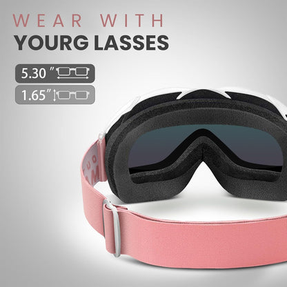 OTG Ski Goggles - over Glasses Ski/Snowboard Goggles for Men, Women & Youth - 100% UV Protection