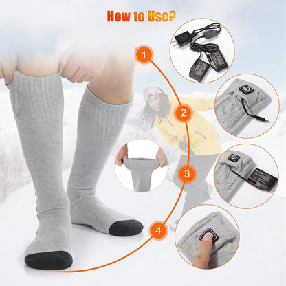 Rechargeable Heated Socks for Men Women,7.4V 2200Mah Heated Socks with Battery,Hunting Hiking Motorcycle Socks