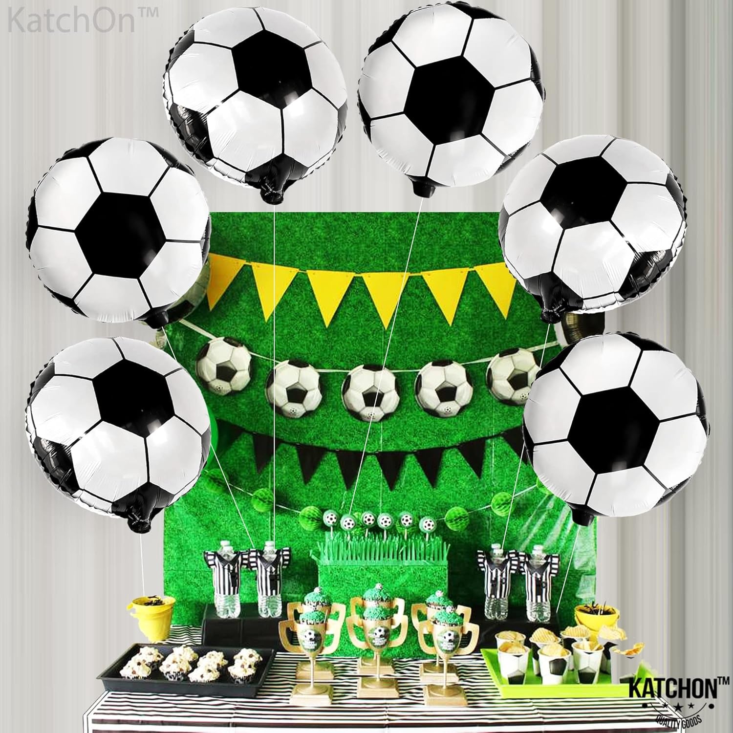 ,Huge Soccer Ball Balloons - 18 Inch-Pack of 6 | Soccer Birthday Party Decorations | Soccer Party Decorations | Soccer Balloons | Soccer Decorations for Party | Black and White Balloons