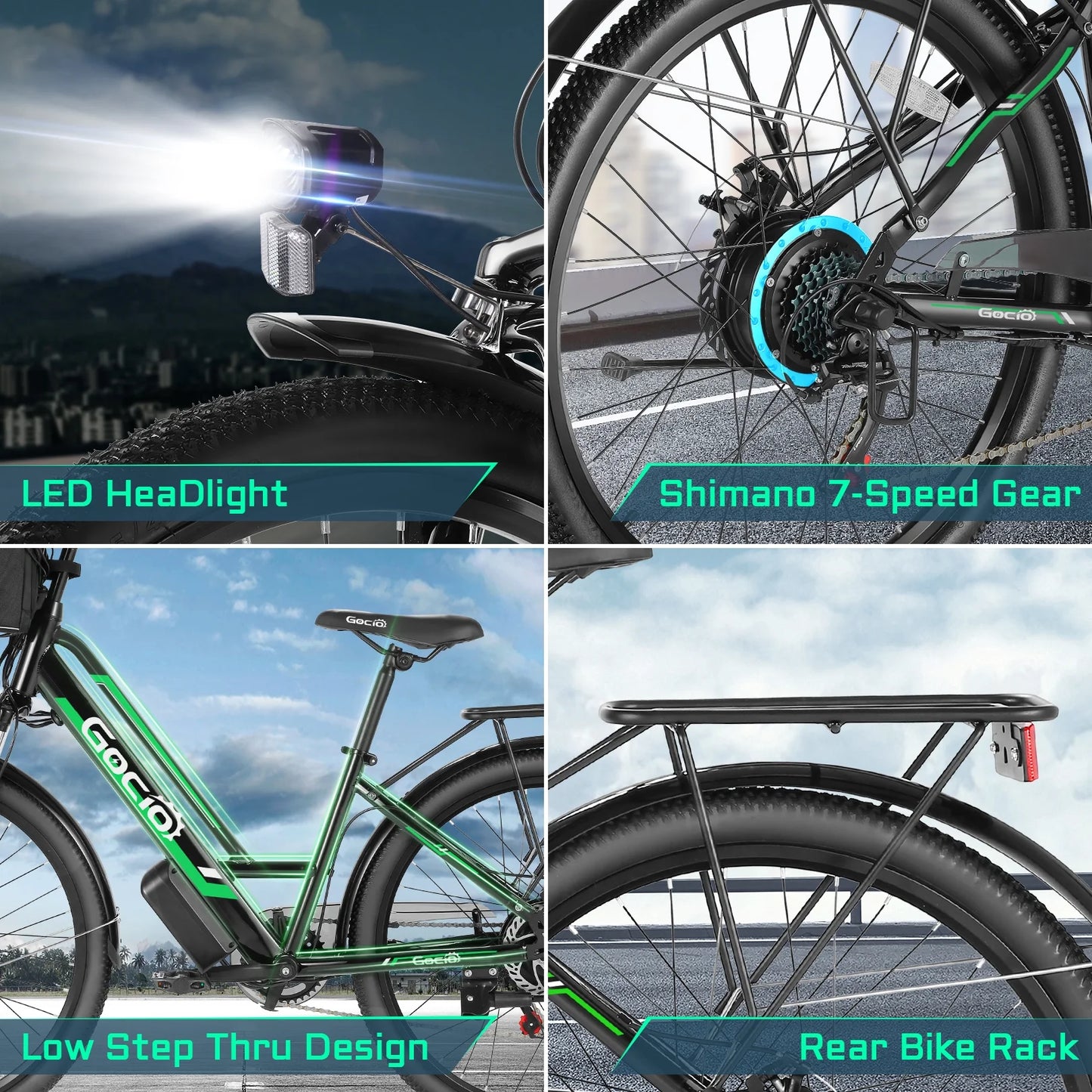 26" Electric Bike for Adults, 500W Motor Commuter Ebike, 48V 7.8Ah Removable Battery, Max 19.8Mph, 7 Speed Electric Bicycle, UL2849