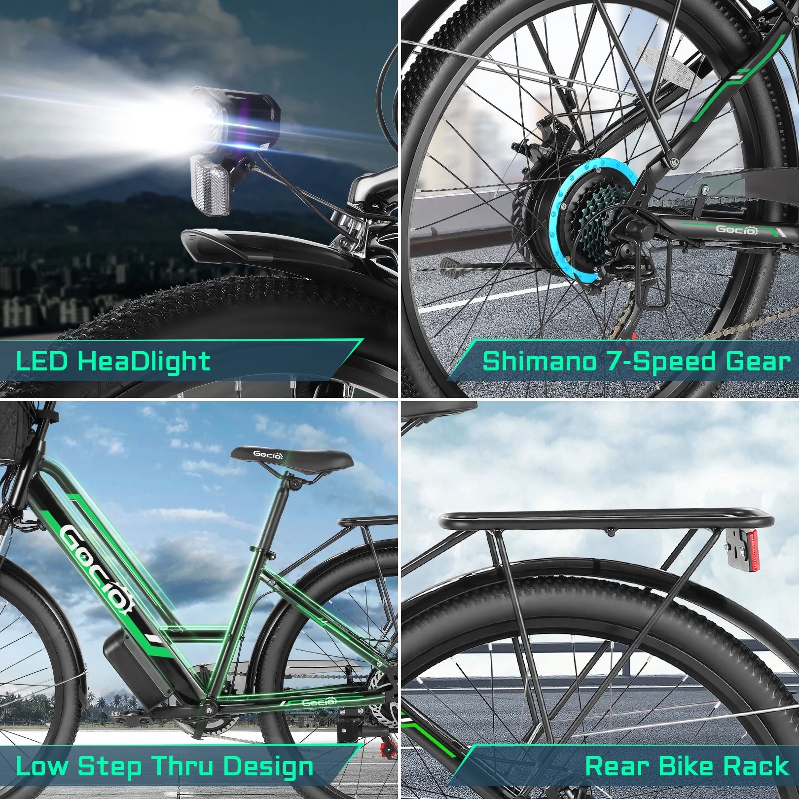 26" Electric Bike for Adults, 500W Motor Commuter Ebike, 48V 7.8Ah Removable Battery, Max 19.8Mph, 7 Speed Electric Bicycle, UL2849