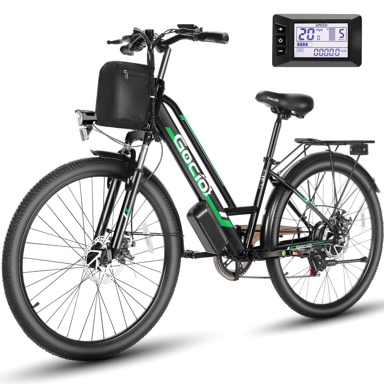 26" Electric Bike for Adults, 500W Motor Commuter Ebike, 48V 7.8Ah Removable Battery, Max 19.8Mph, 7 Speed Electric Bicycle, UL2849