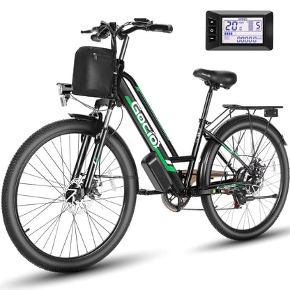 26" Electric Bike for Adults, 500W Motor Commuter Ebike, 48V 7.8Ah Removable Battery, Max 19.8Mph, 7 Speed Electric Bicycle, UL2849