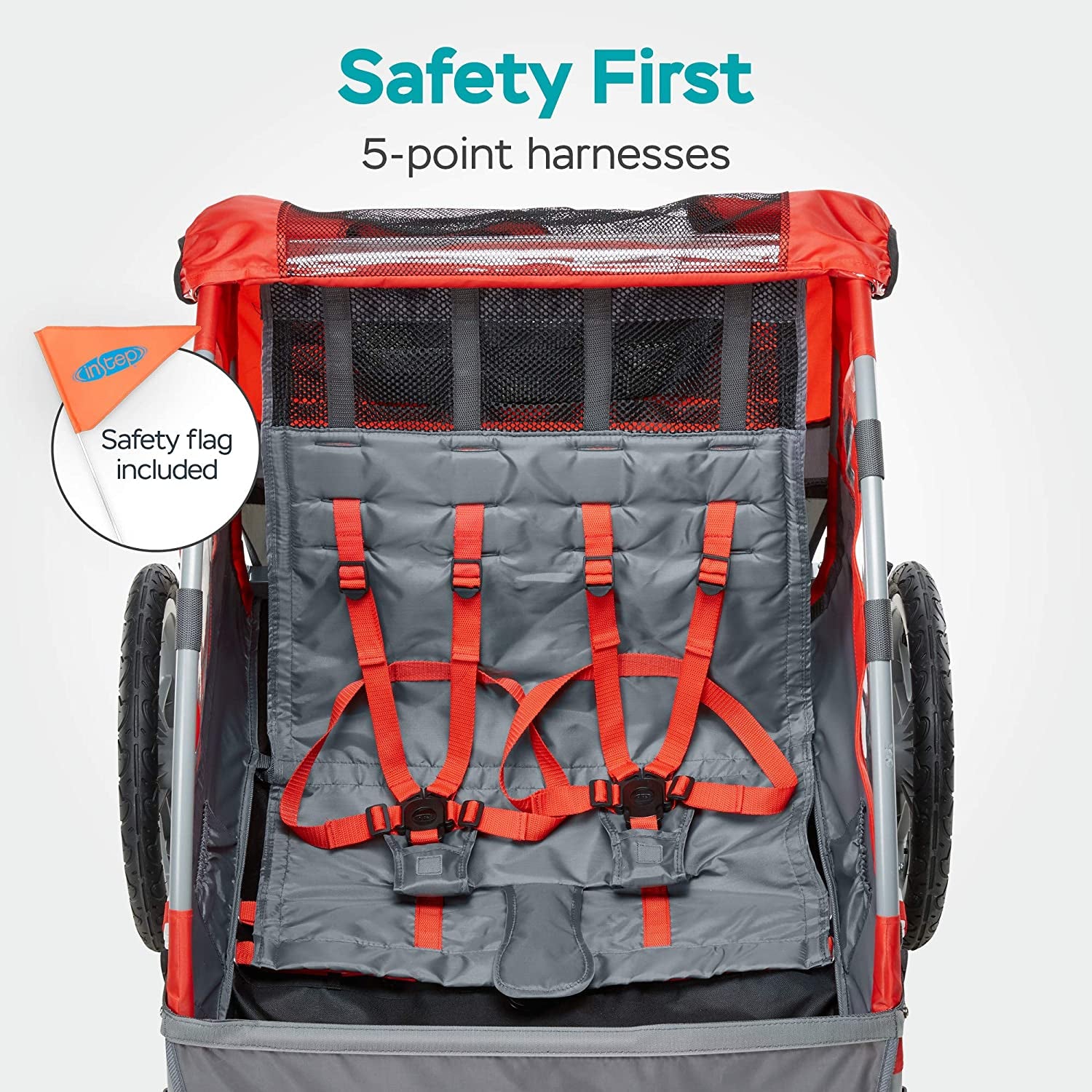 Take 2 or Sync Kids Bike Trailer, Single or Double Seat, Universal Coupler, Folding Frame, Quick-Release Wheels, Canopy with Bug Screen and Weather Shield, Bike Trailer for Kids