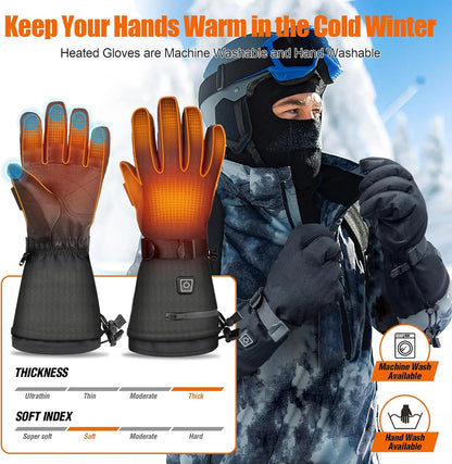 Heated Gloves for Men Women,7.4V 22.2Wh Rechargeable Electric Heated Gloves,Up to 10H Heating,Touchscreen Ski Winter Gloves for Outdoor Skiing Hunting Work Hiking,M
