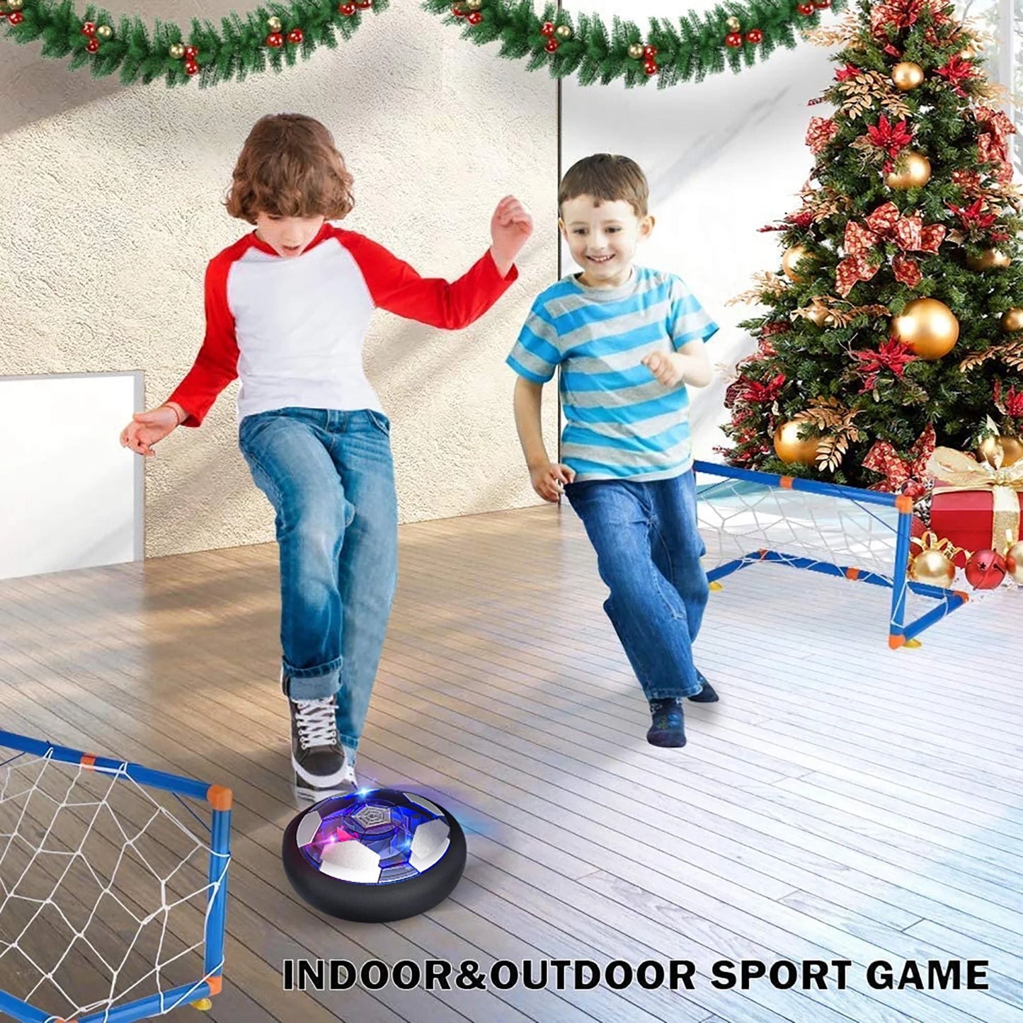 Hover Soccer Ball Set with 2 Goals, LED Rechargeable Indoor/Outdoor Games Toys for Kids Boy Girls