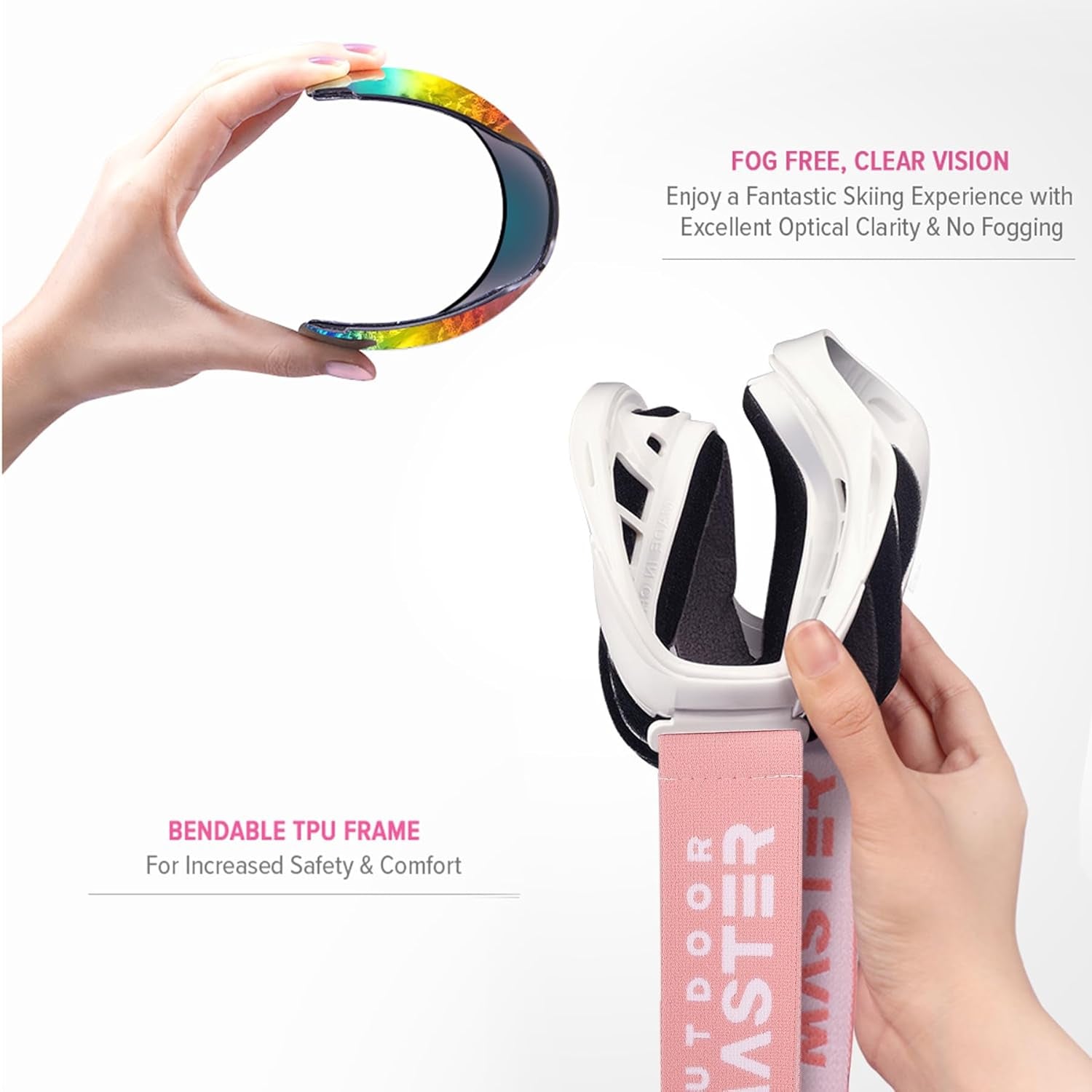 OTG Ski Goggles - over Glasses Ski/Snowboard Goggles for Men, Women & Youth - 100% UV Protection