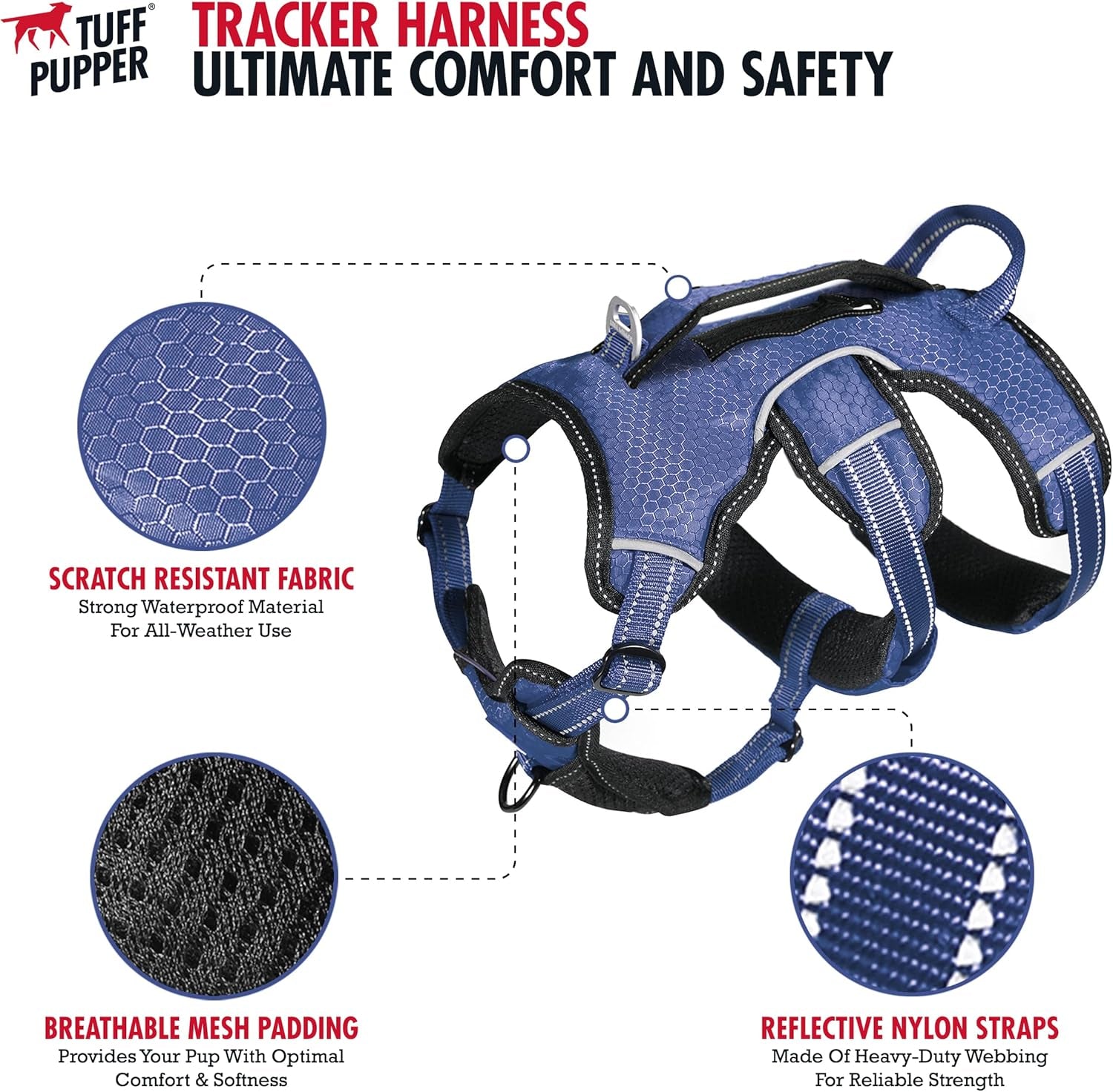 Escape Proof No Escape Dog Harness | 5 Point Adjustable Fit Harness for Dogs | Padded Dog Harnesses | Handle Dog Lift Harnesses
