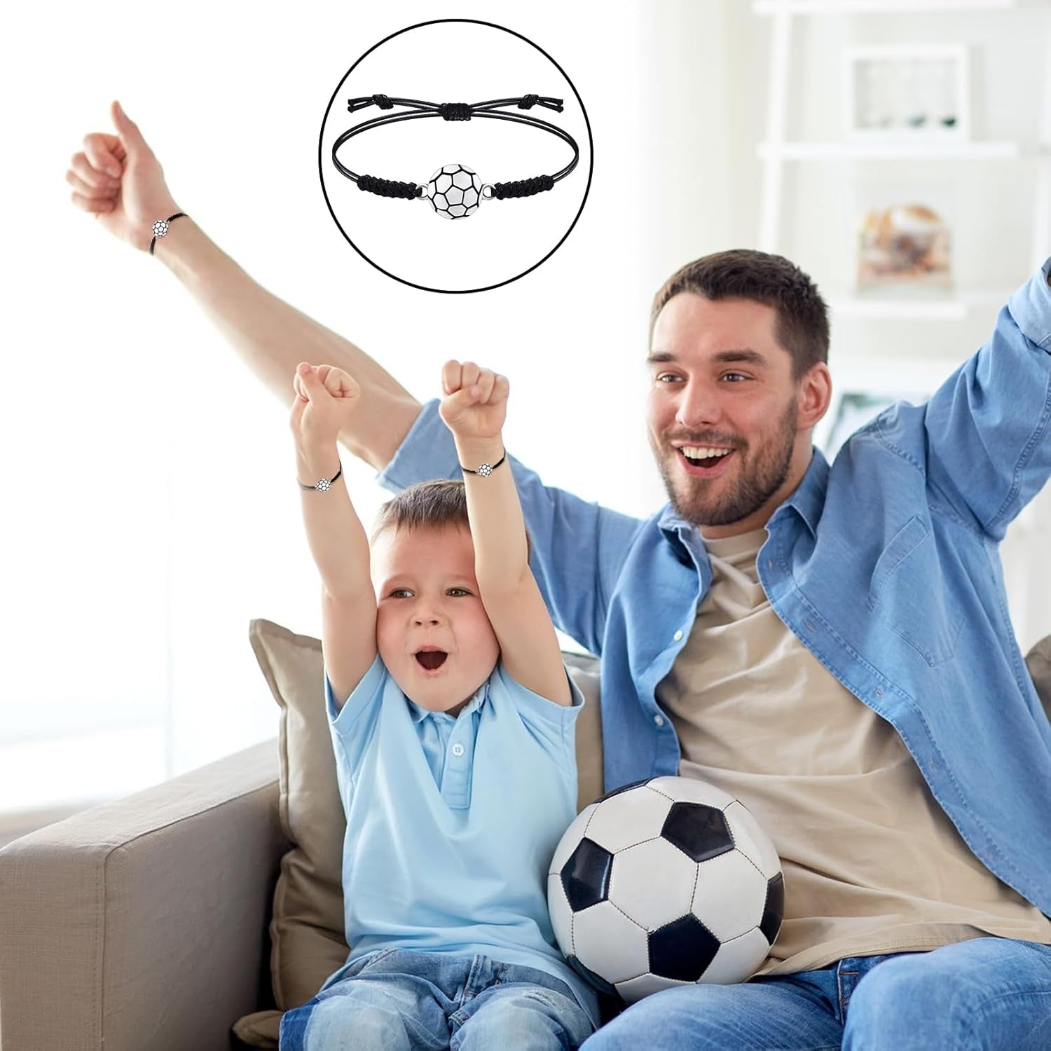 20 Pieces Soccer Charm Bracelets Bulk Soccer Team Gifts Sport Coach Gifts Adjustable Braided Rope Pendant for Women Men Coach Players Souvenir