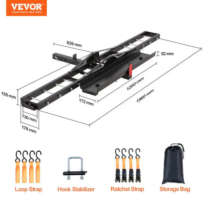 Motorcycle Carrier, 600 Lbs. Steel Motorcycle Carrier Hitch Mount with Loading Ramp, Scooter Dirt Bike Trailer Hauler