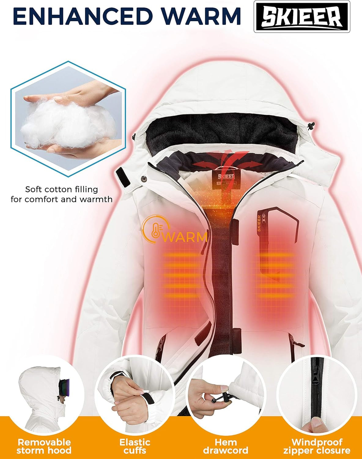 Women'S Waterproof Ski Jacket Warm Winter Coat Fleece Snowboarding Coat