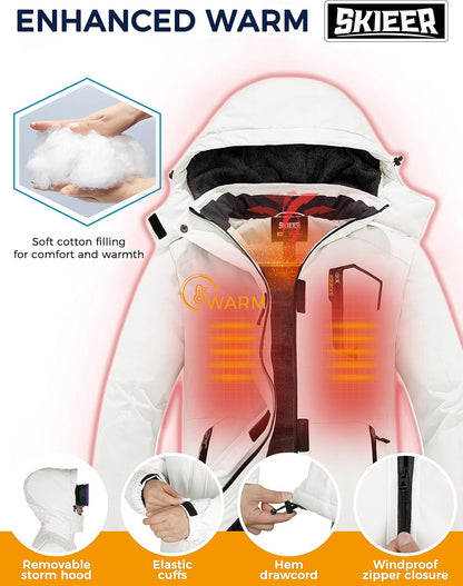 Women'S Waterproof Ski Jacket Warm Winter Coat Fleece Snowboarding Coat
