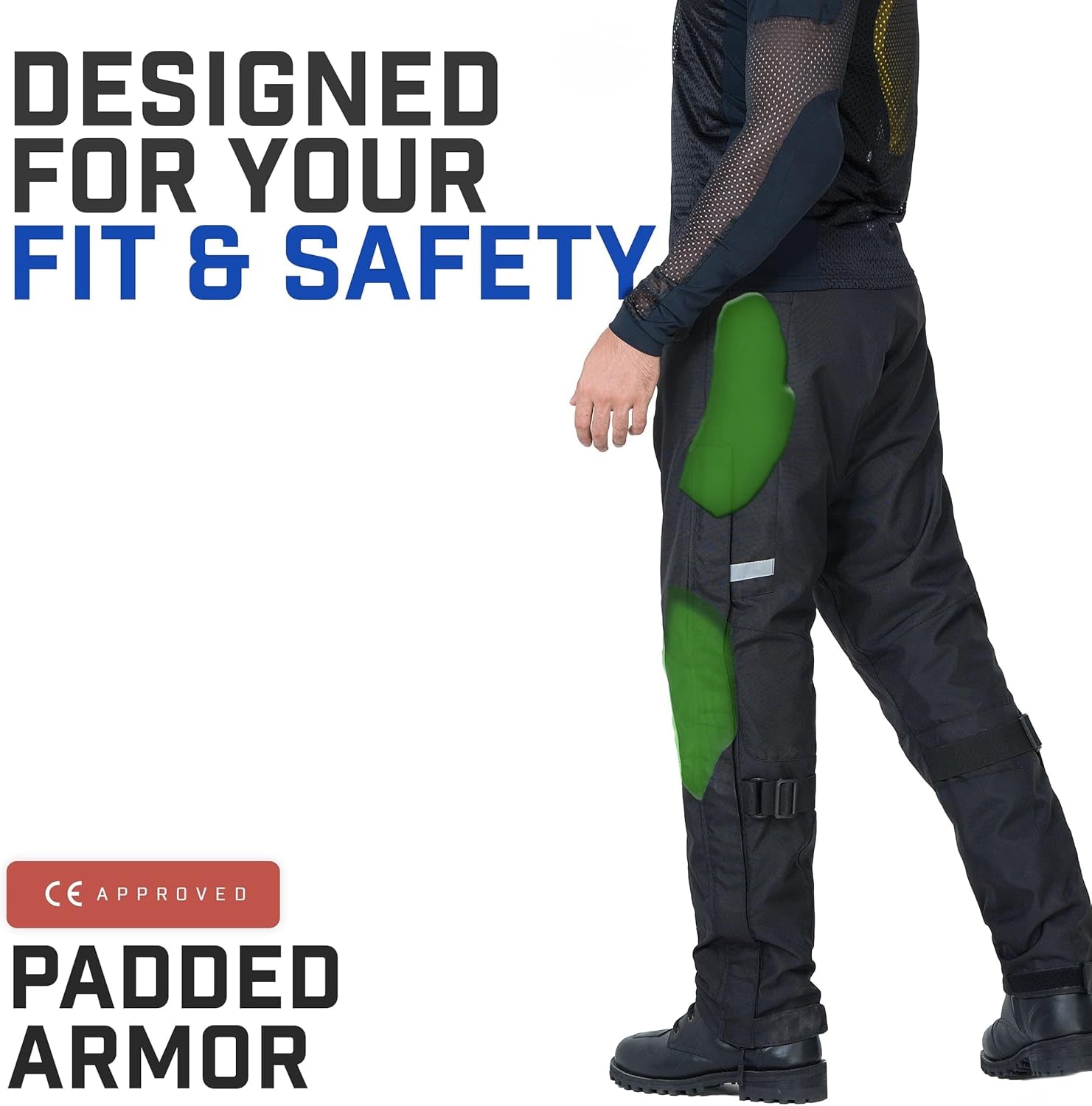 Motorcycle Pants for Men-Dual Sport Dirt Bike Gear -Riding Pants-Waterproof Armor Protective Black