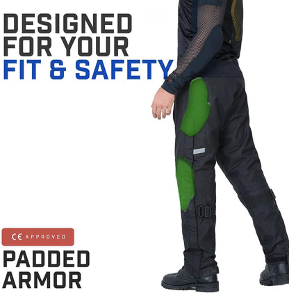 Motorcycle Pants for Men-Dual Sport Dirt Bike Gear -Riding Pants-Waterproof Armor Protective Black