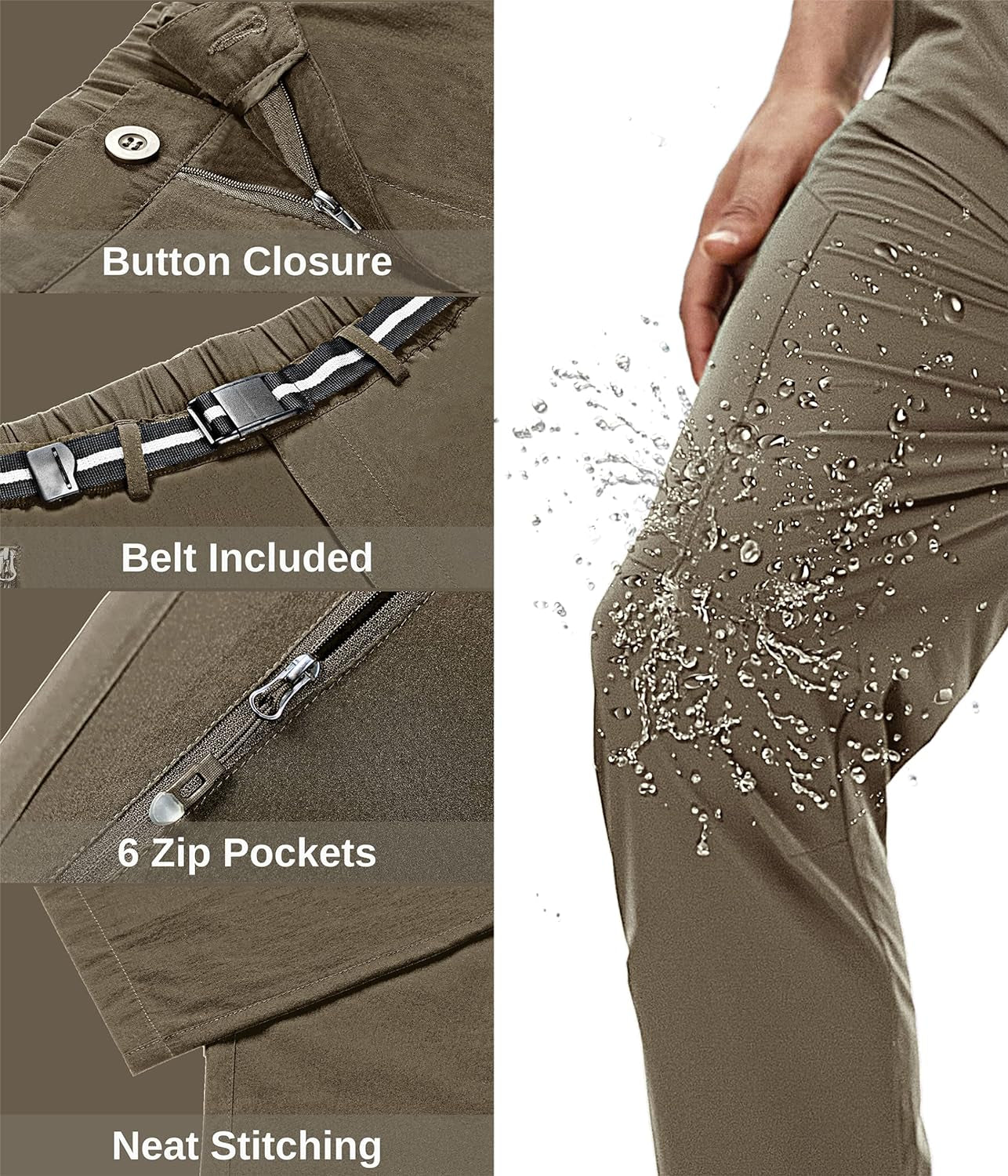 Hiking Pants Men Lightweight Mens Travel Pants Stretchy Work Pants for Men Quick Dry Fishing Pants Outdoor