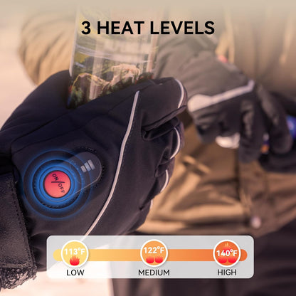 Heated Gloves for Men Women, Rechargeable Electric Heated Leather Skiing and Snowboarding Gloves