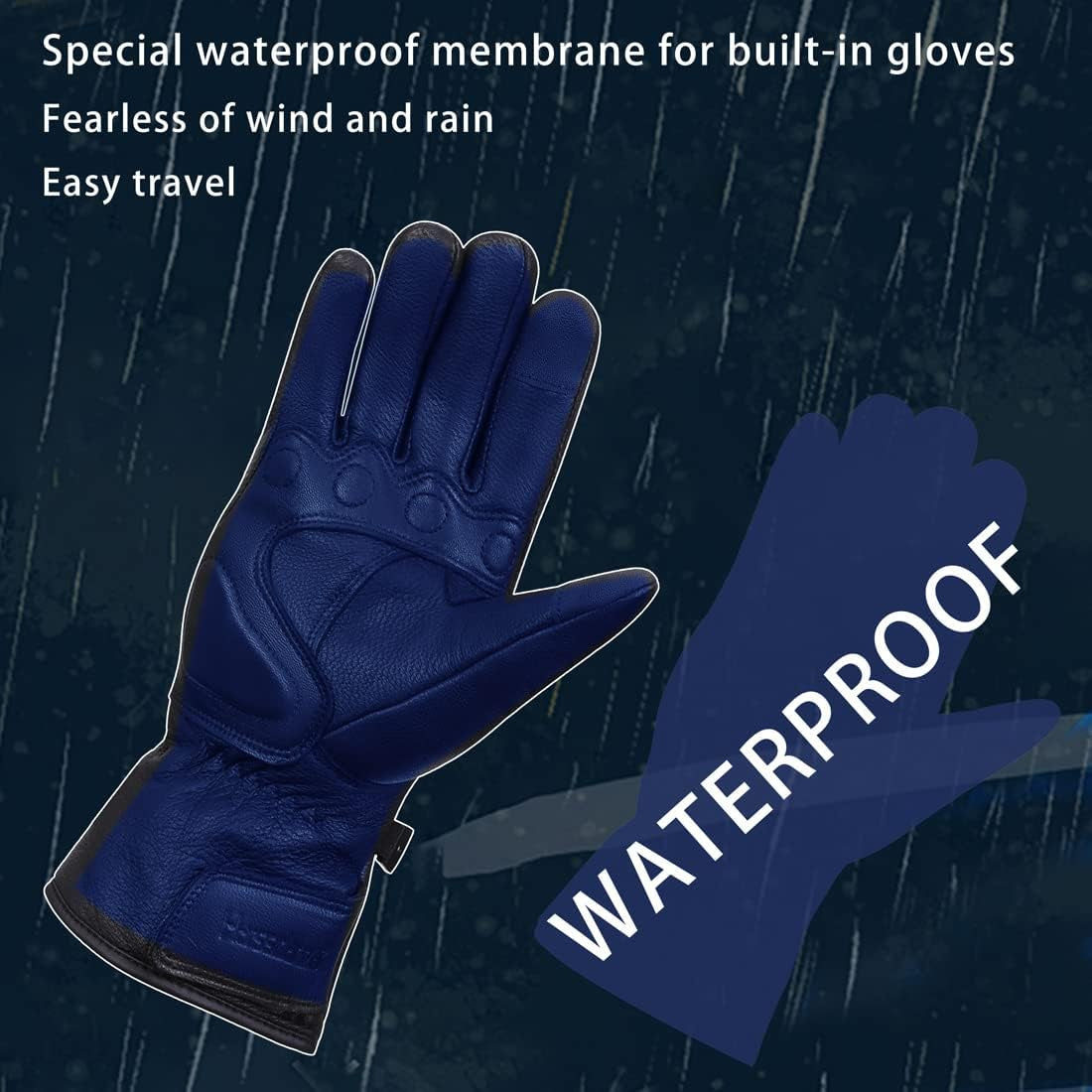 Men Winter Motorcycle Gloves,Genuine Leather Full Finger Touchscreen Thermal Lined with Thinsulate Waterproof Motorcycles Motorbike Riding Gloves