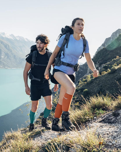 Men'S Merino Wool Hiking Tall Knee High Compression Socks, Forestgreen/Grey, Men, III