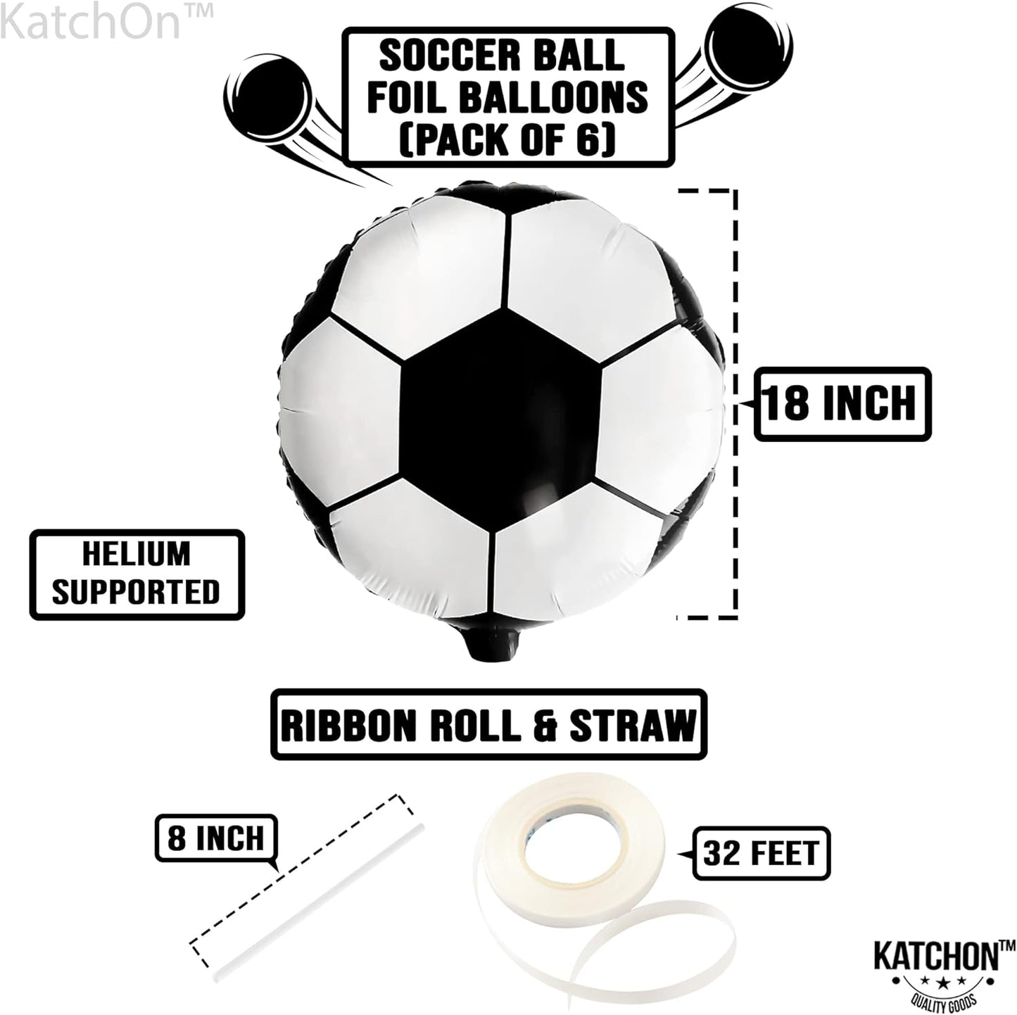 ,Huge Soccer Ball Balloons - 18 Inch-Pack of 6 | Soccer Birthday Party Decorations | Soccer Party Decorations | Soccer Balloons | Soccer Decorations for Party | Black and White Balloons