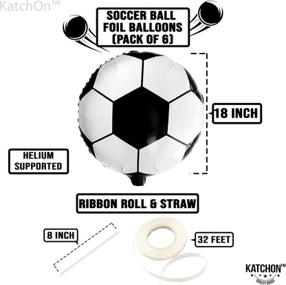 ,Huge Soccer Ball Balloons - 18 Inch-Pack of 6 | Soccer Birthday Party Decorations | Soccer Party Decorations | Soccer Balloons | Soccer Decorations for Party | Black and White Balloons