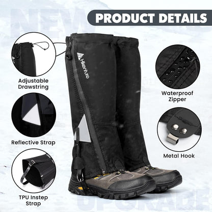 Hikenture Hiking Gaiters with Upgraded Zipper, Gaiters for Hiking Waterproof, Li