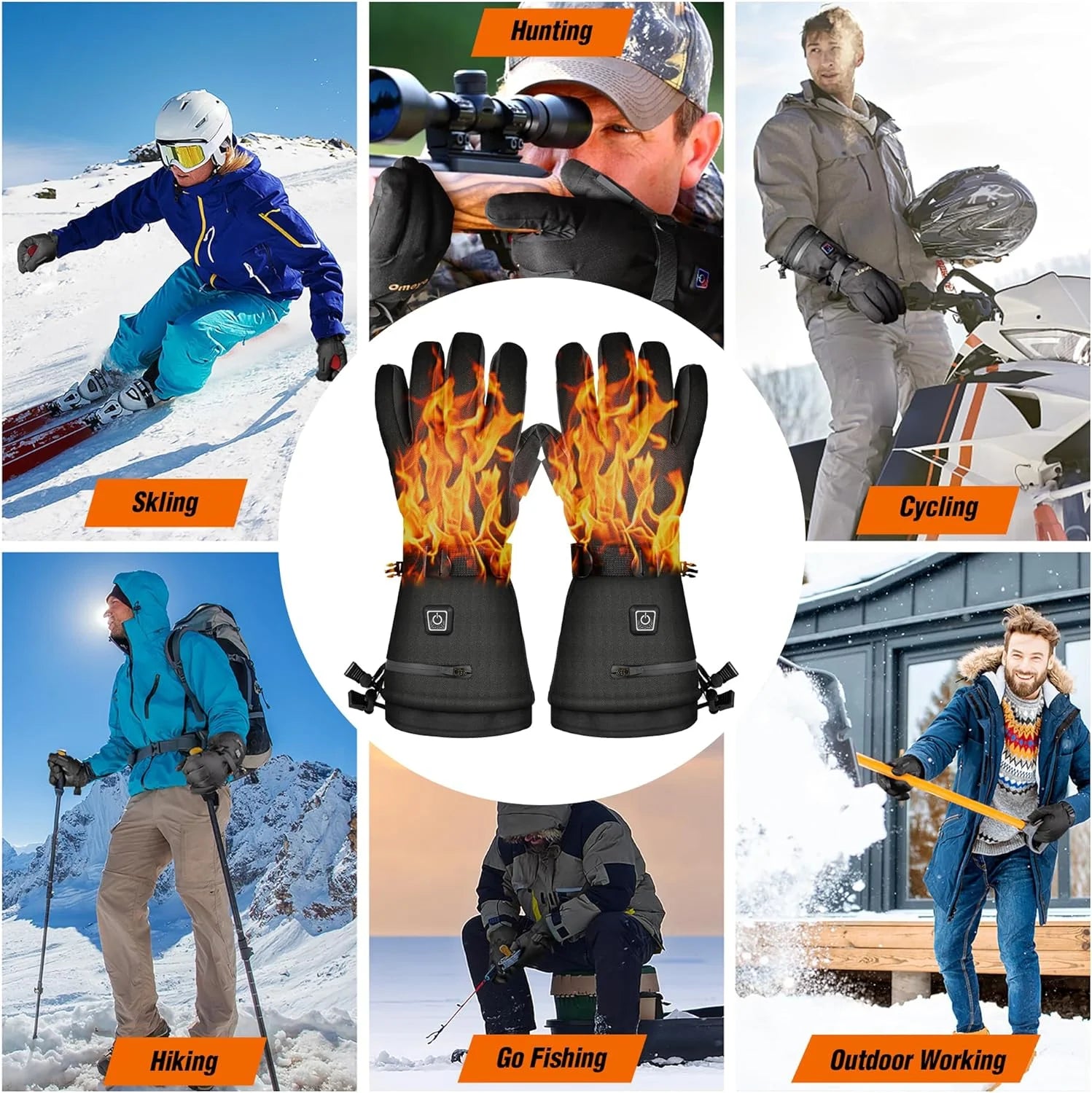 Heated Gloves for Men Women,7.4V 22.2Wh Rechargeable Electric Heated Gloves,Up to 10H Heating,Touchscreen Ski Winter Gloves for Outdoor Skiing Hunting Work Hiking,M