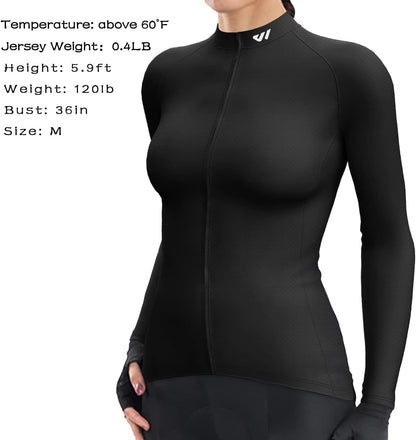 Cycling Jersey Women Long Sleeve,Bicycle Biking Bike Shirts for Women with Pockets
