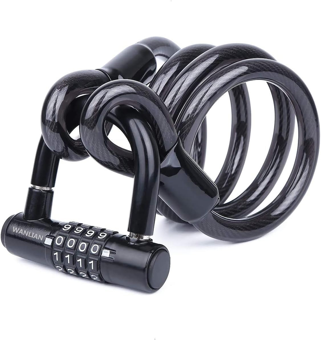 Bicycle Lock Cable,Bicycle Chain Lock,Safety Chain Lock Kit,Heavy Duty Motorcycle Lock,Bicycle Lock,4-Digit Padlock,Bicycle U-Shaped Lock with Cable,12Mm Shackle and 10Mm X 1.8M Cable,Steel Chain Lock