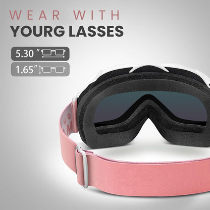 OTG Ski Goggles - over Glasses Ski/Snowboard Goggles for Men, Women & Youth - 100% UV Protection