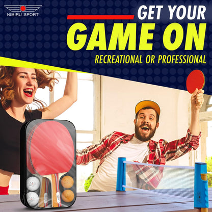 Professional Ping Pong Paddle Sets, 2 Paddle or 4 Paddle Table Tennis Set with Tournament Quality Balls and Carry Bag/Storage Case, Table Tennis Equipment & Ping Pong Accessories