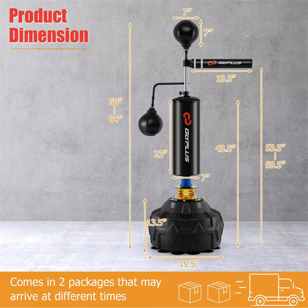 Boxing Speed Trainer Freestanding Fillable 360-Degree Spinning Bar Adjustable Height