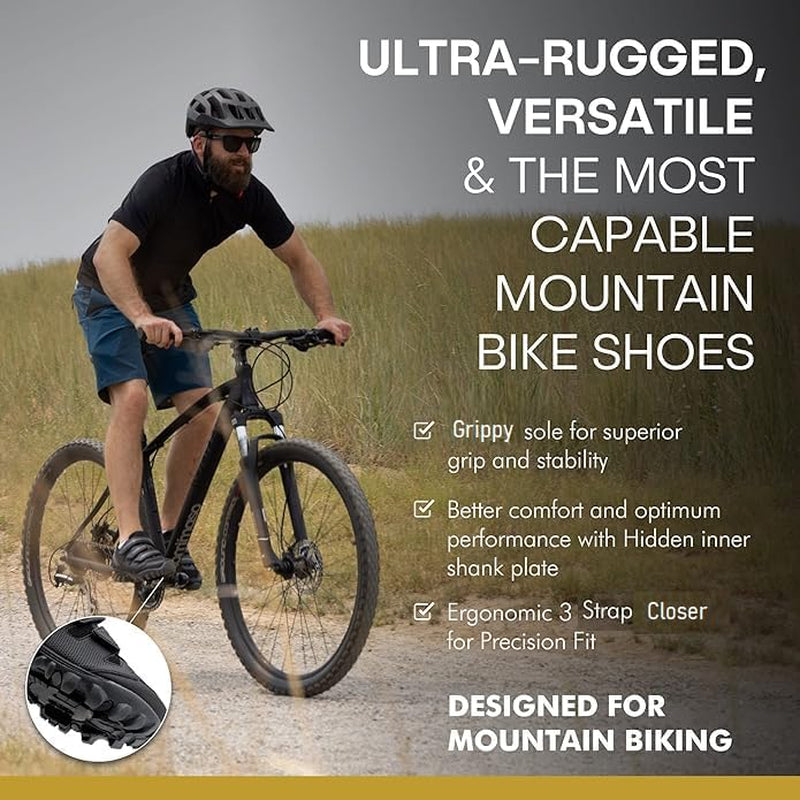 Mens Cycling Shoes – SPD Compatible Outdoor, MTB, Gravel & Mountain Bike Shoes – Walkable Design – Cleats Not Included