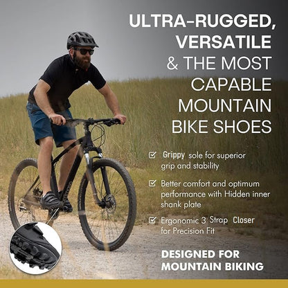Mens Cycling Shoes – SPD Compatible Outdoor, MTB, Gravel & Mountain Bike Shoes – Walkable Design – Cleats Not Included