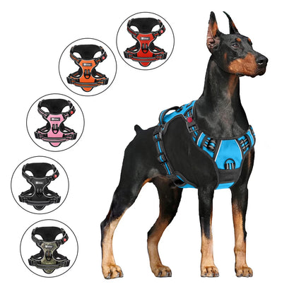 No Pull Dog Harness, Adjustable Dog Walking Harness with Breathable Padded Vest, Reflective Safe Comfort Pet Vest with Easy Control Handle for Small Medium Large Dogs,Blue/M
