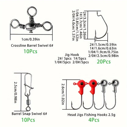 187pcs Complete Fishing Kit - HUAPUDA Tackle Box with Hooks, Bait, Sinkers for Outdoor Fishing Adventures