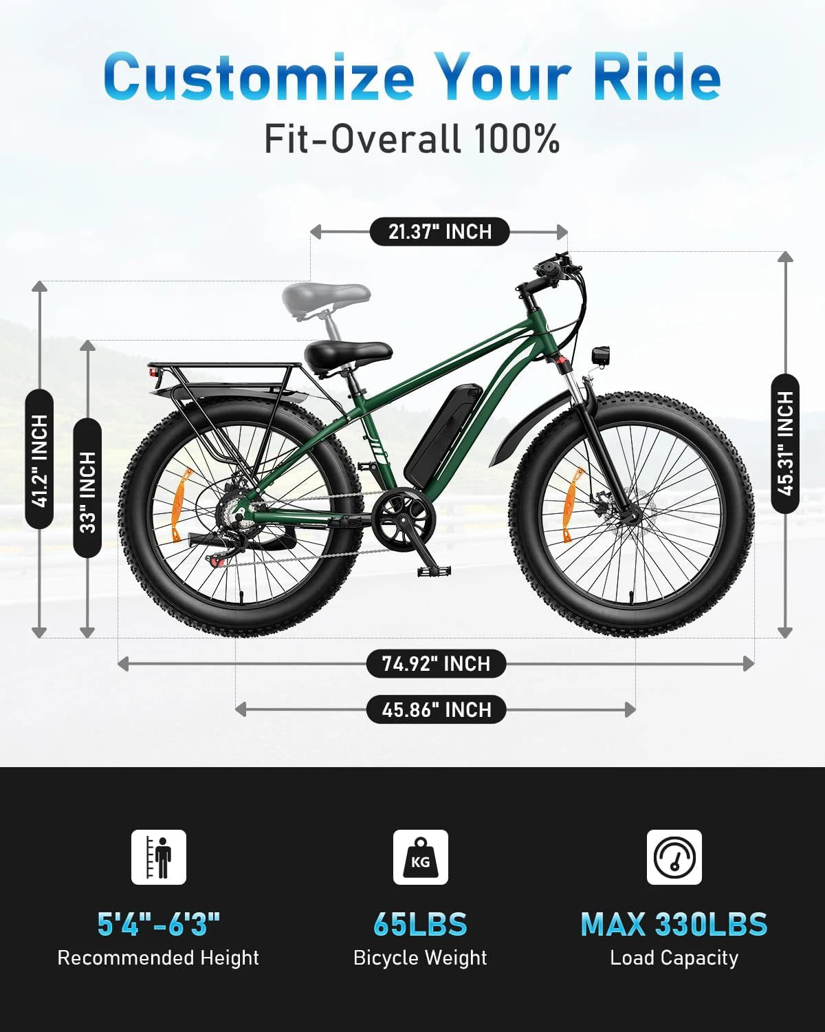 OBX EB26 Fast Electric City E-Bike Full Suspension 48v Lithium Battery Power Adults' Off-Road Cargo Fat Tire US Warehouse OEM