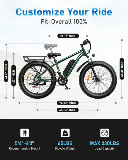 OBX EB26 Fast Electric City E-Bike Full Suspension 48v Lithium Battery Power Adults' Off-Road Cargo Fat Tire US Warehouse OEM