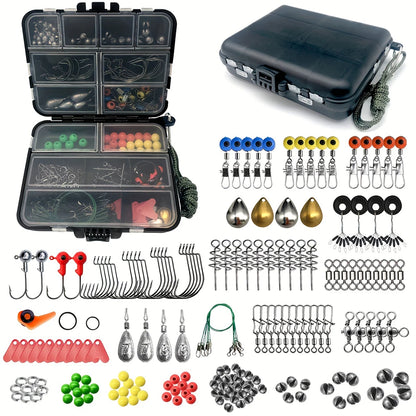 187pcs Complete Fishing Kit - HUAPUDA Tackle Box with Hooks, Bait, Sinkers for Outdoor Fishing Adventures