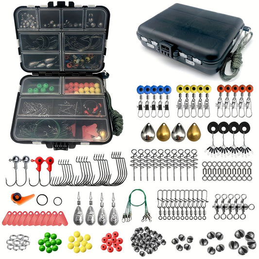187pcs Complete Fishing Kit - HUAPUDA Tackle Box with Hooks, Bait, Sinkers for Outdoor Fishing Adventures