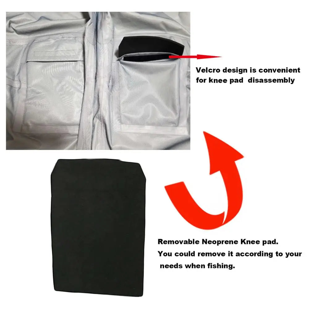 Men's/Women's Durable 3-Layer Fishing Waist Waders Breathable and Waterproof with Neoprene Knee Pad