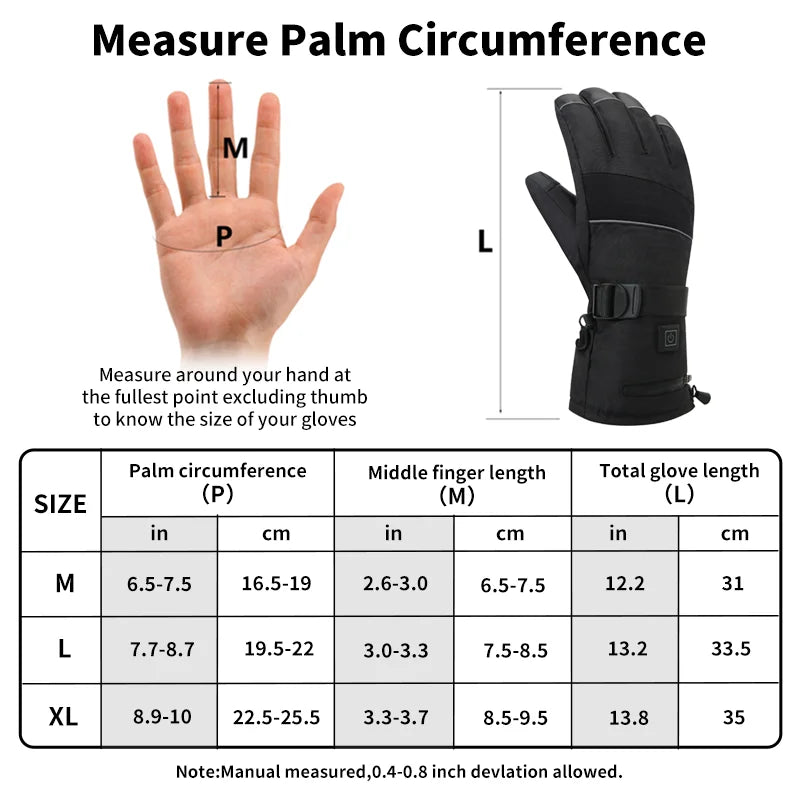 Electric Heating Gloves Winter Warm Touch Skiing Heated Glove for Camping Fishing Hunting Motorcycle