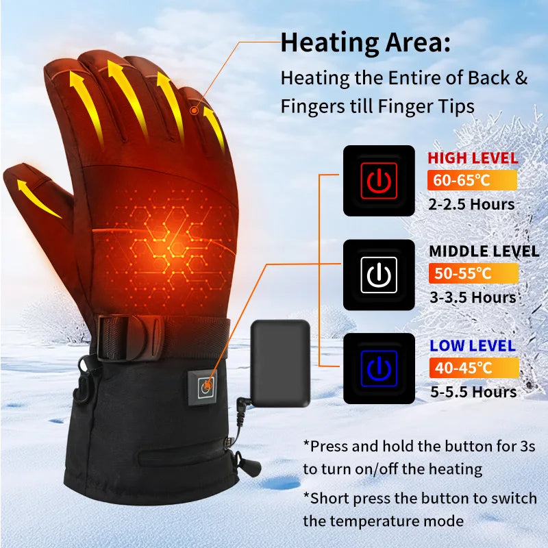 Electric Heating Gloves Winter Warm Touch Skiing Heated Glove for Camping Fishing Hunting Motorcycle