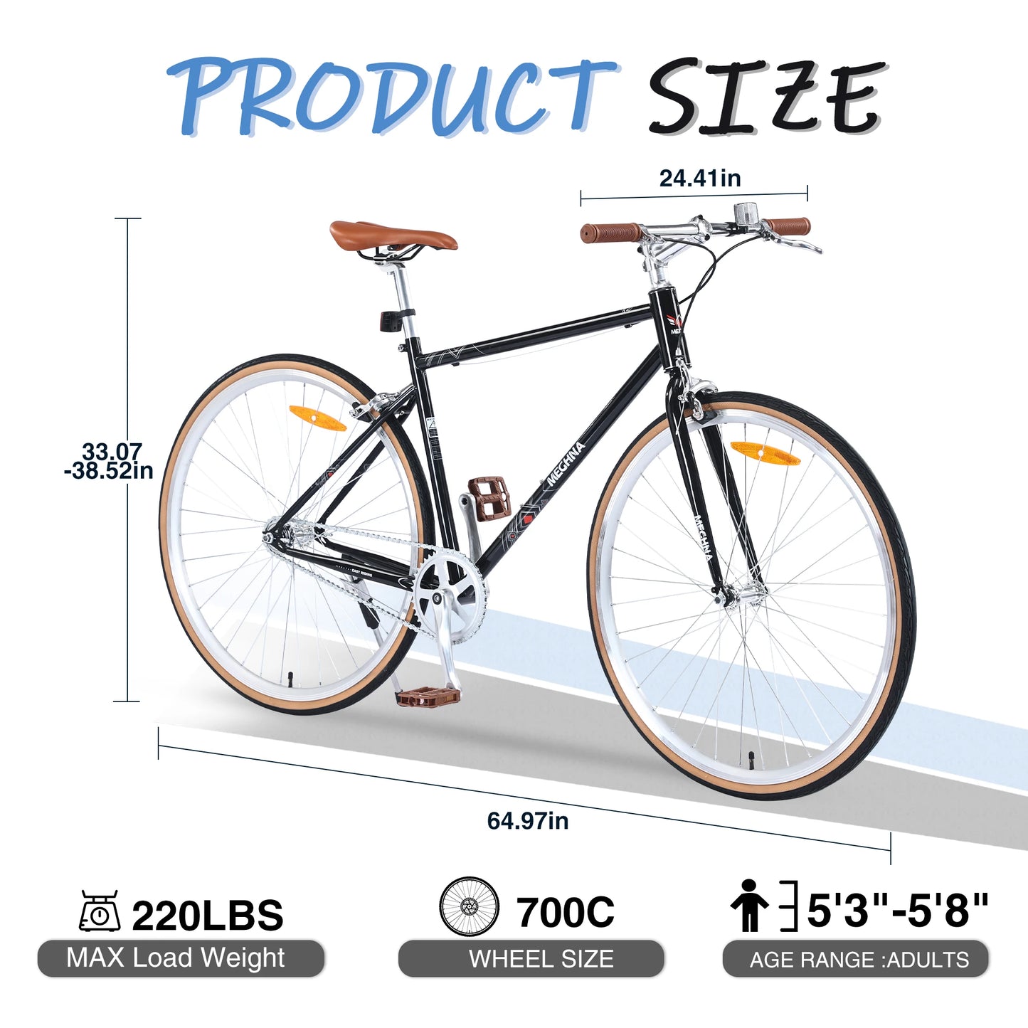 ZUKKA 700C Single Speed Retro Style 700C Road Bike Steel Frame Hybrid Road Bike for Adults