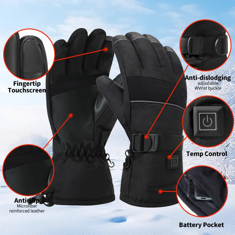 Electric Heating Gloves Winter Warm Touch Skiing Heated Glove for Camping Fishing Hunting Motorcycle