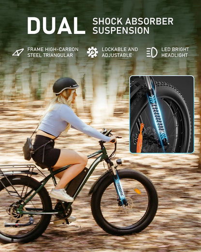 OBX EB26 Fast Electric City E-Bike Full Suspension 48v Lithium Battery Power Adults' Off-Road Cargo Fat Tire US Warehouse OEM